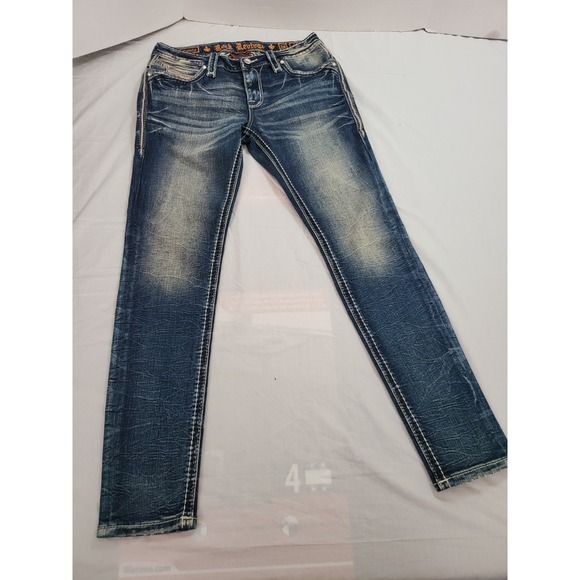 Rock Revival Rosalie Skinny Jeans Womens 28 Embellished Rhinestone Pockets - Picture 2 of 14